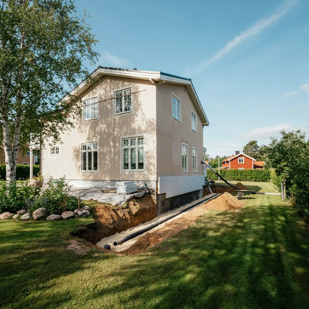 dranering tillaggsisolering husgrund i malmo skane
